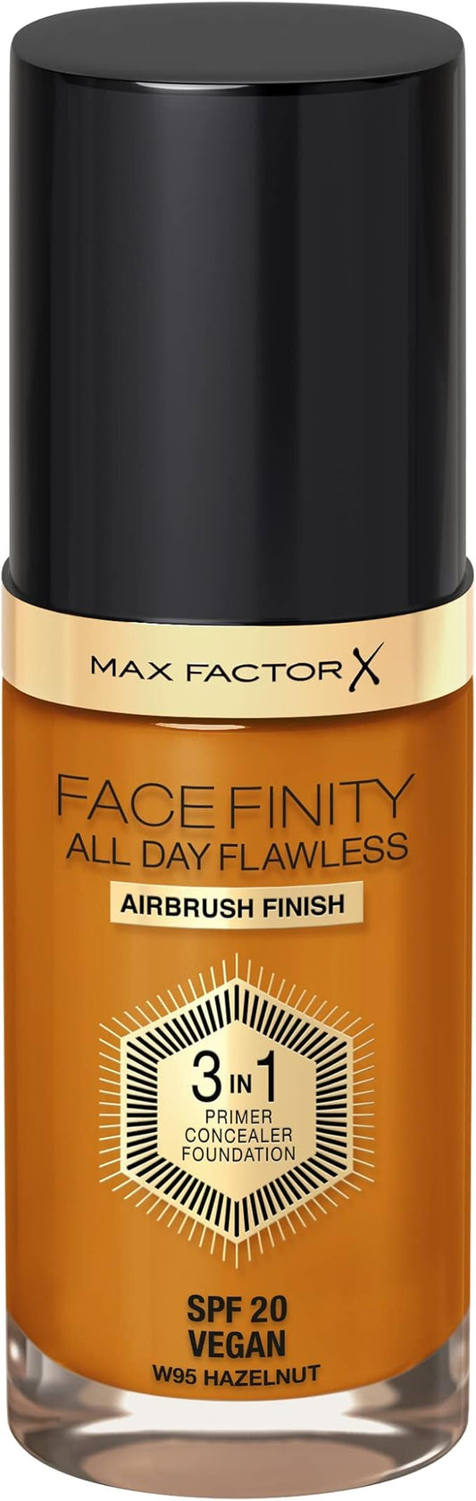 Max Factor Facefinity 3-in-1 All Day Flawless Foundation SPF 20, 95 Hazelnut, 30 ml