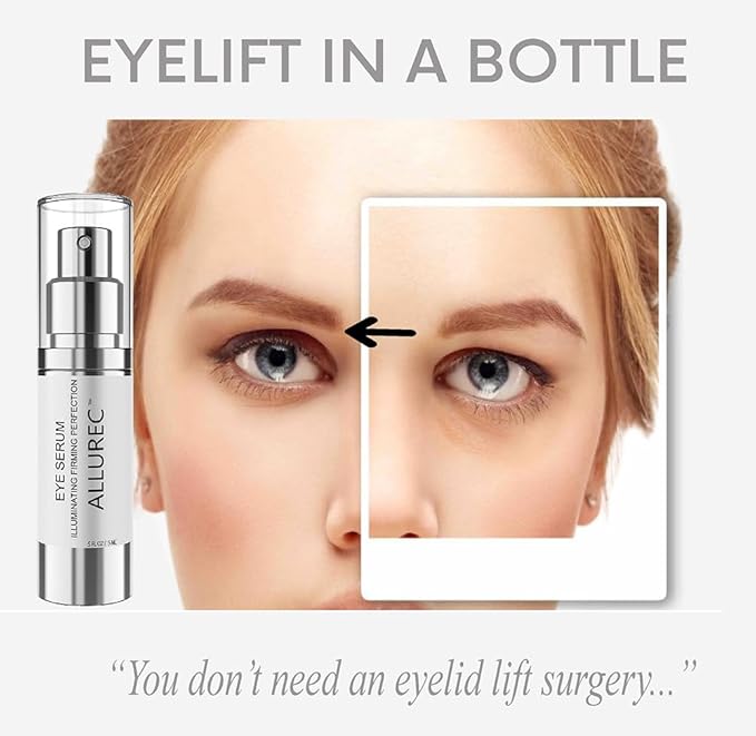 ALLUREC™ Eye Cream Serum: Illuminating Firming Perfection. Best Eye Serum Peptides Cream for Firming Lifting Eyelids Anti- Aging Winkles Bags Dark Circle Puffiness Total Effects.