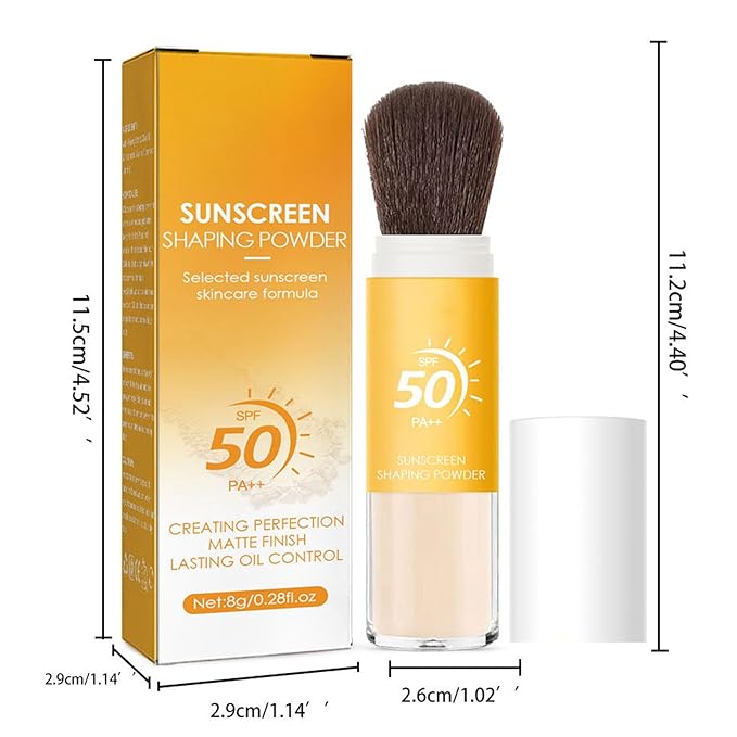 Mineral Sunscreen Setting Powder, Natural Translucent Mineral Brush Powder, SPF 50 PA++, Matte Makeup Setting Powder Long Lasting Oil Control Lightweight Breathable Face Powder for All Skin