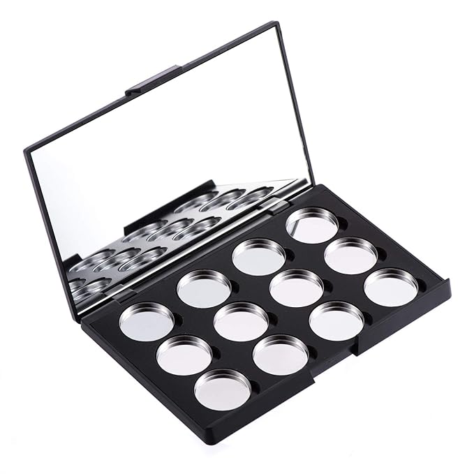 Empty Magnetic Eyeshadow Makeup Palette with Mirror and 12Pcs 26mm Round Metal Pans
