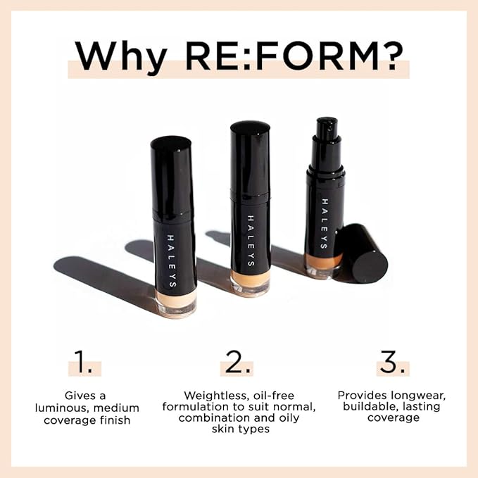 HALEYS RE:FORM Liquid Lux Foundation (10.00) Vegan, Cruelty-Free Foundation Makeup - Even Skin Tone and Cover Blemishes & Imperfections with a Luminous Finish for Long-Lasting Wear