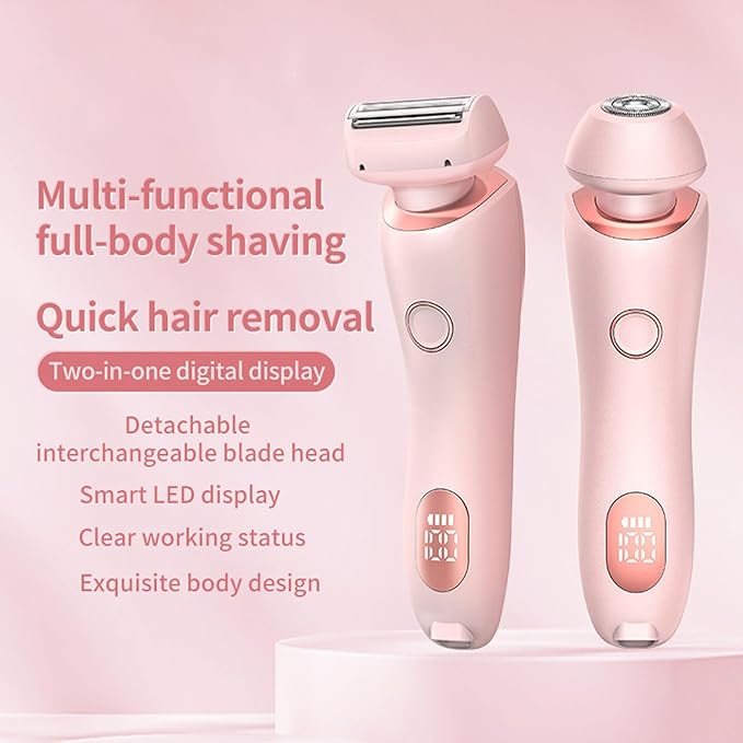 Dusk Razor for Women,Dusk Glide Pro 3.0 Razor - Bikini Portable Legs Body,2 in 1 Waterproof Electric Razors,Wet & Dry, Painless Hair Removal, Removable Head (Pink)
