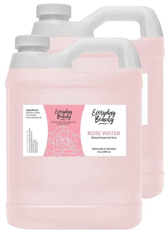 Rose Water Facial Toner Bulk - 64oz Alcohol-Free Vegan All Natural Refreshing Spray Mist for Face and Hair - Uplifts, Calming & Soothing for All Skin Types