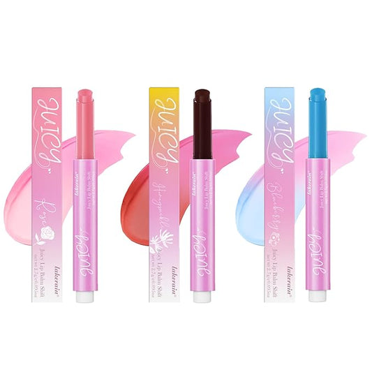 Juicy Lip Balm Shift, Slick Click pH Color Changing Lipstick Hydrating & Moisturizing Color Changing Lip Gloss,Nourishing Lip Care,Lips Moisturizer,Plumping Non-Sticky Sheer Tinted Lip Balm (SET A)