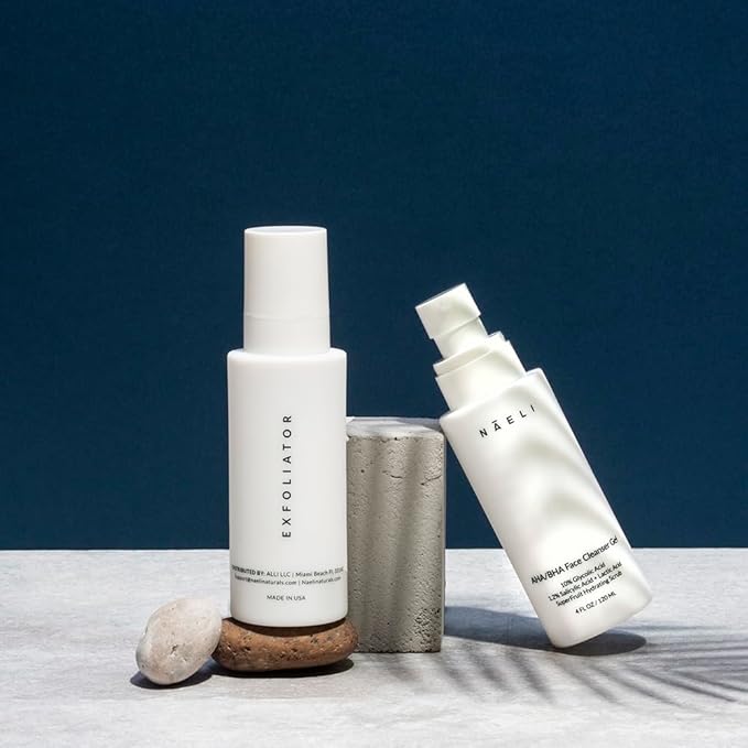 NAELI AHA/BHA Exfoliating Face Wash - 10% Glycolic Acid & Salicylic Acid Cleanser, Anti Aging Acne & Wrinkle Reducing Facial Exfoliant, Pore Minimizer & Brightening Gel, 4 oz