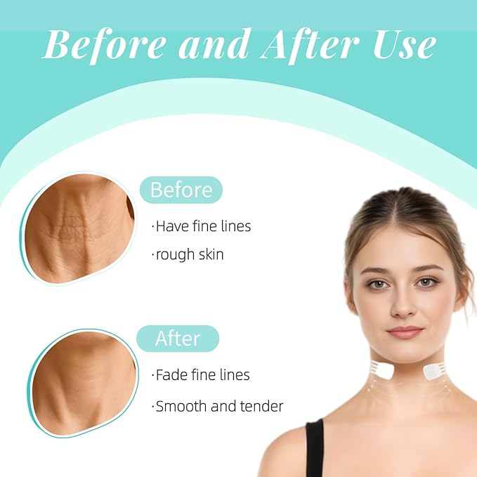 FHH Neck Lifting Tape, Lifting Invisible, Lift Sagging Skin, High Elasticity and Breathability, Suitable for Neck, Face and Jaw (4 Tapes + 20 Patches) A