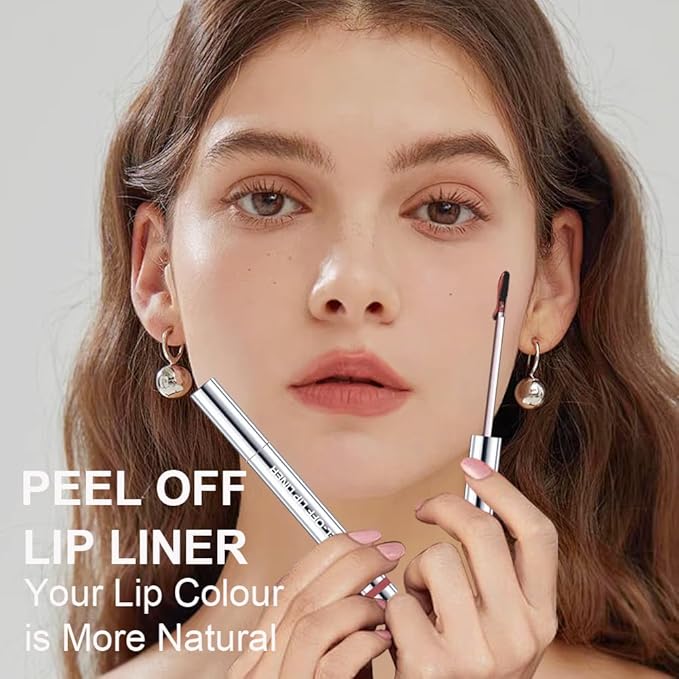 3 Colors Peel Off Lip Liner Stain with Tweezer, Long Lasting Waterproof Lip Tint Stains Makeup Set with Matte Finish for Women, Natural Look, Easy to Use, for All Skin Types (#367, M)