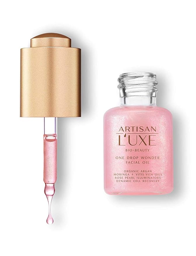 Artisan L’uxe One Drop Wonder Facial Oil Radiant Facial Oils with Rose Pearl Illuminators Organic Argan & Moroccan Hydrating Face Oil Anti Aging Skin Care Facial Oil Rose Oil 0.5 Oz.
