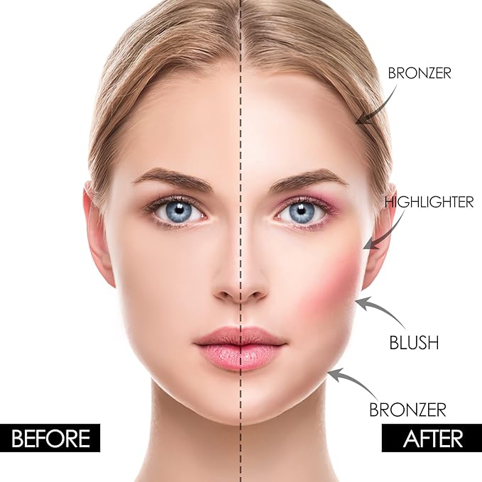 FOCALLURE Blush and Highlighter Palette,3 in 1 Contour Palette,Cruelty-Free Matte Bronzer Powder,Shimmer Illuminator Highlighters for a Glowing Look,#11