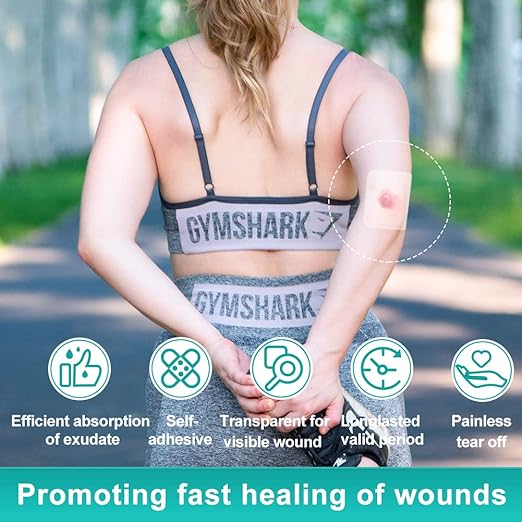 Dimora Hydrocolloid Wound Dressing, 10 Pack Ultra Thin 4" x 4" Large Patch Bandages with Self-Adhesive, Fast Healing for Bedsore, Burn, Blister, Acne Care, Sterile and Waterproof