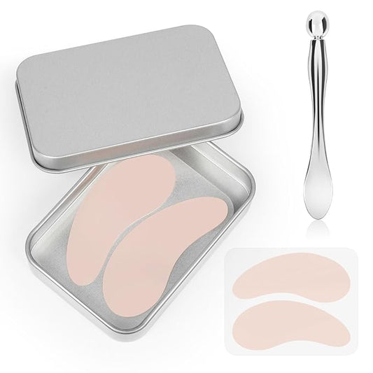 Under Eye Patches - 2 Pairs Reusable Sustainable Silicone Eye Patches, Boost Hydration, Plump Fine Lines and Wrinkles with Metal Eye Cream Applicator