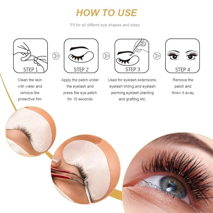 Under Eye Gel Pads Eyelash Extension Pads Lint Free DIY False Eyelash Lash Extension Makeup Eye Gel Patches Pack (50)