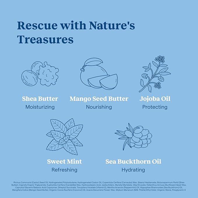 Kinfield Lip Rescue - Minty Tube Lip Balm - Moisturizing Lip Treatment for Dry, Chapped Lips - Untinted - Beeswax and Cruelty-Free Skincare - 0.5 oz / 15 g