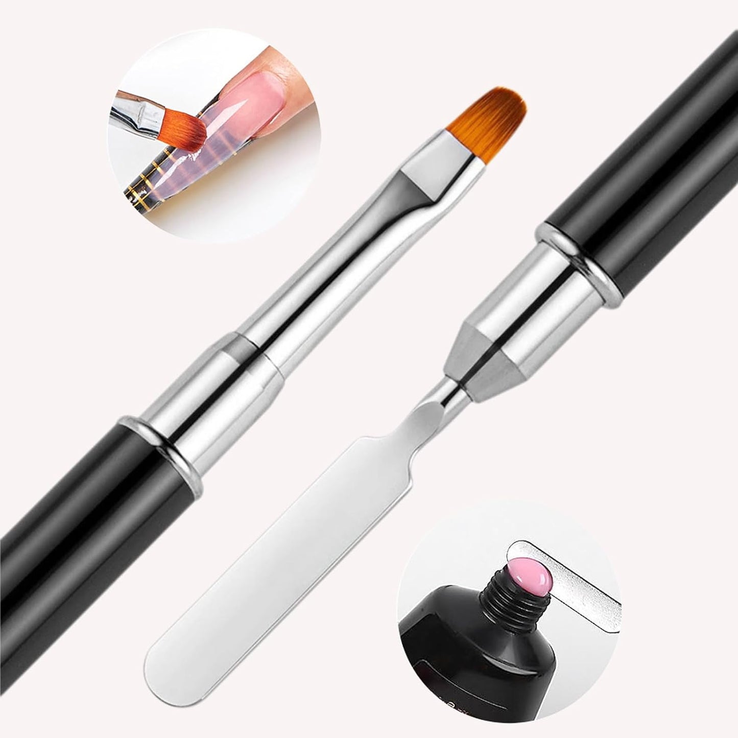 Nail Art Brushes, 8Pcs Double-Ended Acrylic Nail Brush Set & Picker Brush Tool for Nail Art with PolyGel Gel Acrylic Nails Extension Fine Liner Brushes and Dotting Pen (6,7,8,9,11 mm)