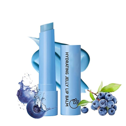 4 Colors Hydrating Jelly Lip Balm,Instantly Hydrate Lips Tinted Moisturizing Lip Balm For Dry Lips,Conditioning & Nourishing Lip Care Lip Moisturizer Fruit Lip Oil Jelly Lipstick (Blueberry)