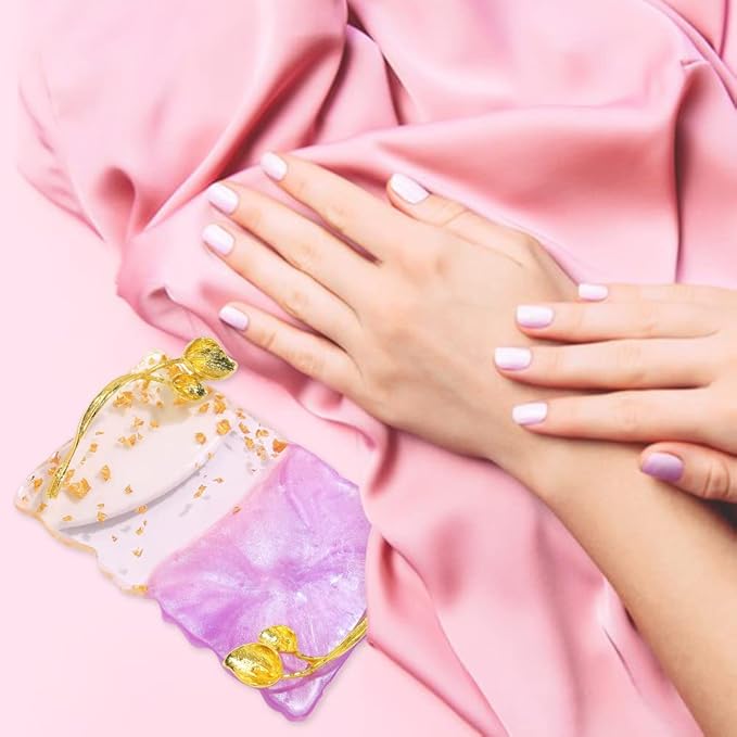 Resin Nail Art Palette, Nail Art Painting Palettes with Nail Palette Stirring Rod Gold Edge Nail Holder Nail Art Display Board Fashion Delicate Nail Tool Accessories, Type 1