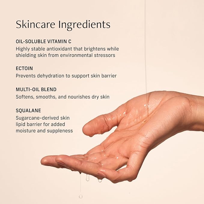 Vitamin C Body Oil for Women and Men. Moisturizing Vanilla Verve Scented Body Serum for Glowing Skin. Nourishing, Hydrating After-Shower and Bath Skin Care Moisturizer, 4.2 Fl Oz