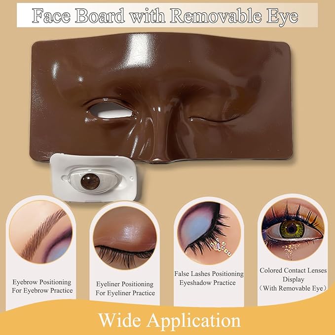 Makeup Practice Face Kit, Makeup Mannequin Face with Makeup Practice Face Board, 3D Reusable Practice Eye Makeup Face Eyeshadow Mannequin for Professional Makeup Artist and Beginner to Practice Makeup
