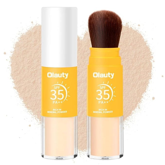 Mineral Sunscreen Setting Powder, Mineral Brush Setting Face Powder Makeup SPF 35 PA Oil Control Natural Matte Finish, Lightweight Breathable Concealer Brush Powder (Translucet, 8g)