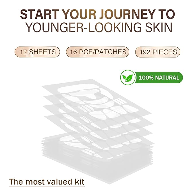 Facial Wrinkle Patches - 192 Pcs Face Patches for Overnight to Reduce Forehead Wrinkles, Smile Lines, Fine Lines & Chin Wrinkles, Anti Wrinkle Facial Patch for Women