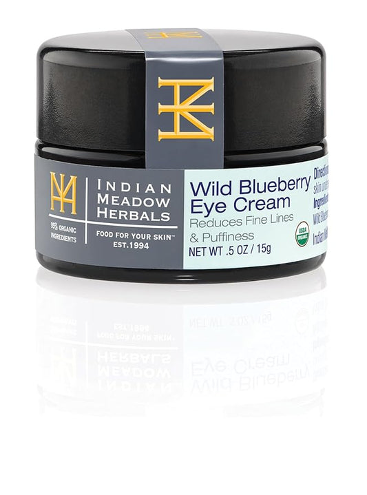 Indian Meadow Herbals Wild Blueberry Eye Cream (.5oz) - Under Eye Cream for Puffy Eyes & Fine Lines – Anti-Aging Eye Care w/Organic Herbs, Oils