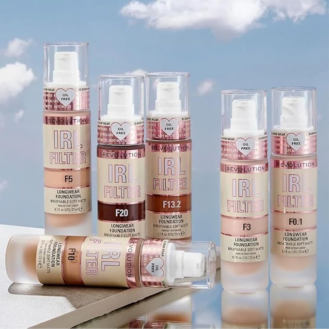 Revolution Beauty, IRL Filter Longwear Foundation, Soft & Breathable Formula, Medium to Full Coverage, Matte Finish, F5, 0.7 Fl. Oz