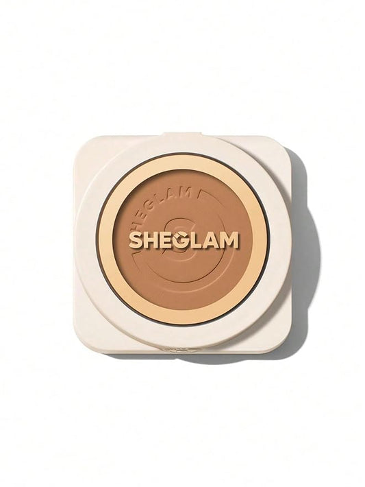 SHEGLAM SKin-Focus Full Coverage Powder Foundation Oil-Control Lightweight Face Pressed Powder Makeup-Warm Vanilla