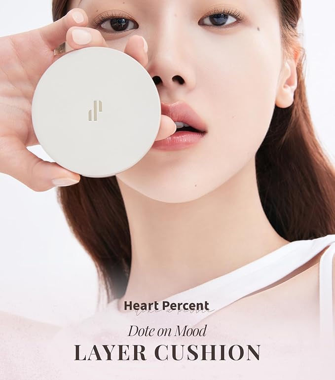 Heart Percent Dote on Mood Layer Cushion SPF 50+/PA+++ with Refill, Satin Glow Silky Flawless Finish Full Coverage Advanced Skincare Foundation (#21P)