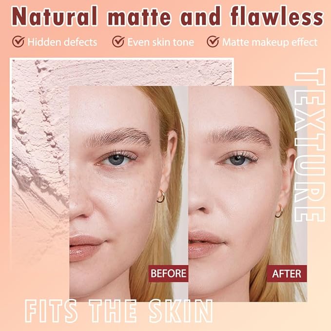 Oil Control Face Pressed Powder, Matte powder setting powder, long-lasting and waterproof loose powder, Flawless Lightweight Face Cosmetics, Cruelty-free, (02, 1 Pcs)
