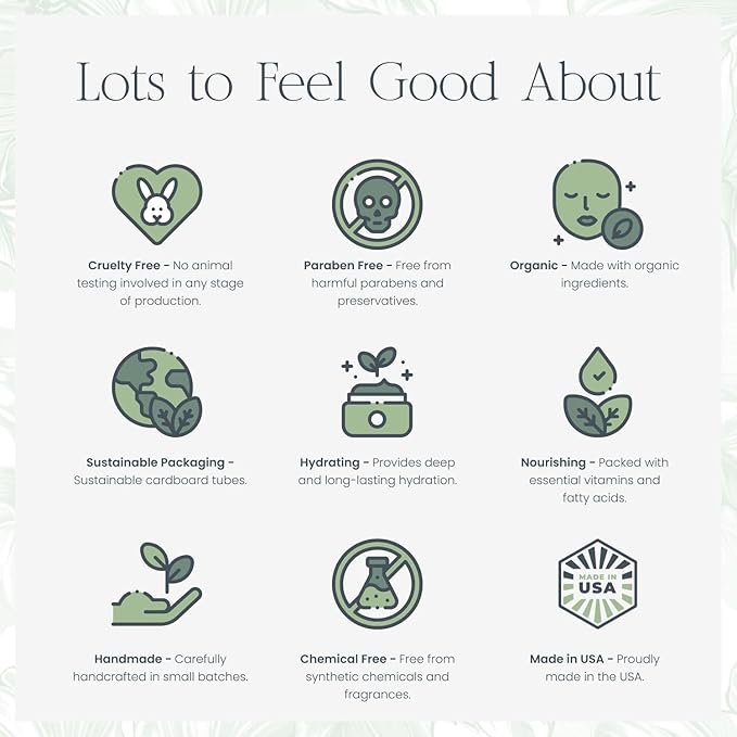 Organic Tallow Lip Balm (Peppermint) from Grass Fed Cows. Super hydrating with Tallow, Olive Oil, Honey, and Beeswax. Sustainable Cardboard Tubes & Hand Filled. Jumbo Size 0.5 oz.