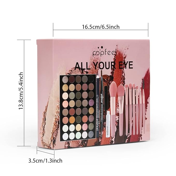 All-in-one Makeup Set Holiday Gift Surprise | Full Makeup Kit for Women Essential Starter Bundle Include Eyeshadow Palette Lipstick Blush Concealer Face Powder Eyeliner Mascara Soft Brush