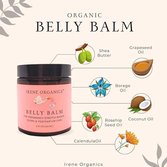 Organic Belly Butter for Pregnancy Stretch Mark Prevention and Treatment Award Winning Anti Stretch Mark Tummy Balm For Pregnancy and Postpartum 8oz - Hydrating Bump Cream