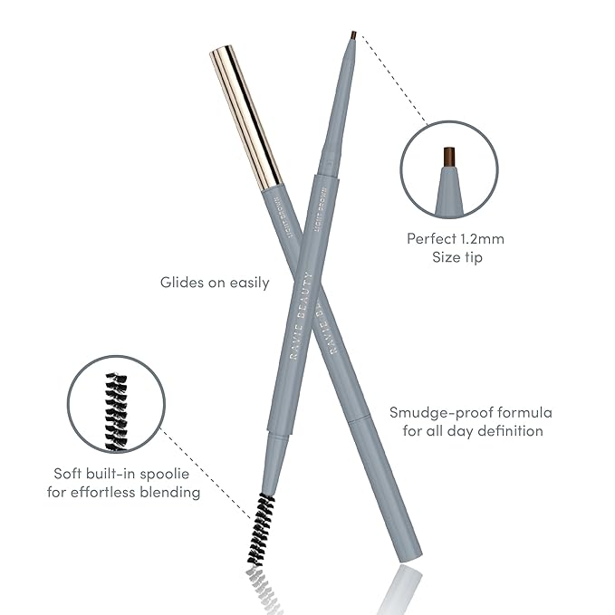 Easy Everyday™ Brow Pencil - Best Eyebrow Pencil for Women, Smudge Proof Hair-Like Strokes, 1.2mm Precision Tip with Spoolie, Vegan (Light Brown)