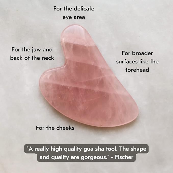 Mount Lai Rose Quartz Gua Sha Facial Tool – The Stone of Graceful Radiance – 100% Genuine Rose Quartz Stone Face Sculpting Tool for Lymphatic Drainage, Puffiness Reduction & Graceful Beauty