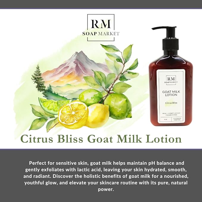 Goat Milk Lotion, Citrus Bliss Fragrance, Hydrating Lotion for Men & Women With Nourishing Goat Milk, Shea Butter, Sunflower Oil & Aloe, Packed With Vitamin A, E & Selenium, 9 Oz
