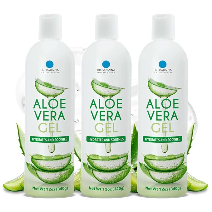 Dr. Robaina Natural Aloe Vera Gel with Emu Oil – Hydrating & Soothing Daily Skin Care for Dry Skin, Sun-Exposed Comfort & Irritation Relief – Non-Greasy, Quick-Absorbing – 12 oz | Made in USA