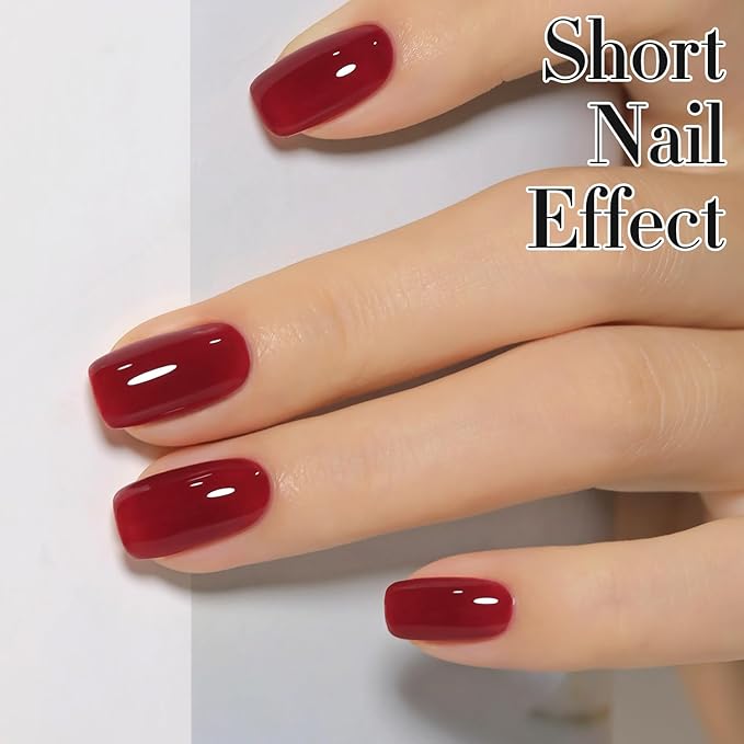 Double Rhythm Translucent Gel Polish Sheer Neutral Natural Light Milky Same Color Same Bottle 15ML Jelly Nail Polish Nail Art DIY at Home (Jelly Burgundy-A1400)