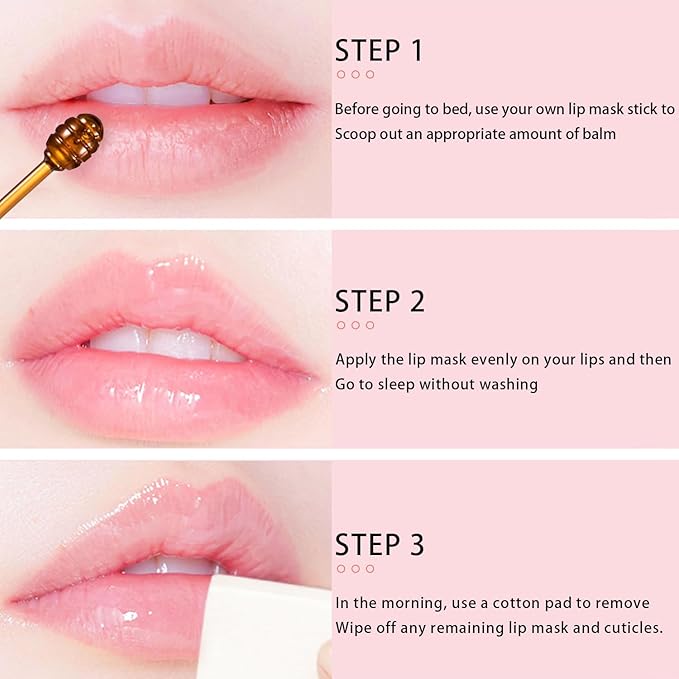 2PCS Bee Lip Balm Honey Pot, Honey Strawberry Lip balm Lip Mask with Stick, Moisturizing Lip Sleeping Mask Day & Night Lip Care - Hydrate Repair Prevent Dry Cracked Exfoliate (Honey & Strawberry)