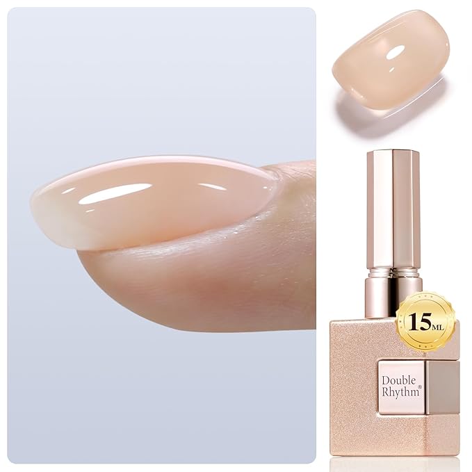 Double Rhythm Clear Gel Nail Polish 15ml Nail Strengthener in a Bottle Nail Extension Hard Gel Soak Off Long Lasting UV Gel (Pastel Nude 8 in 1-8)