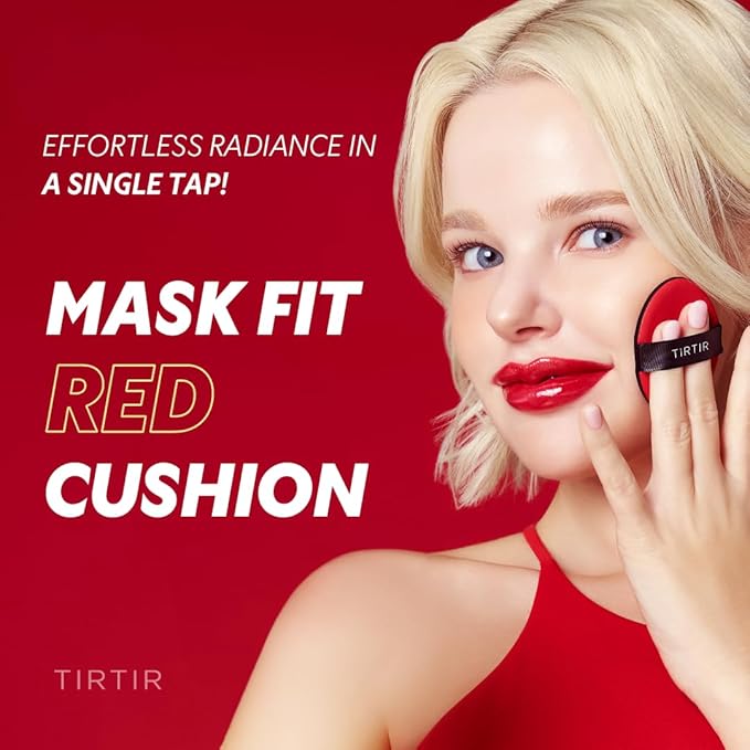 [*Mini Size*] TIRTIR Mask Fit Red Cushion Foundation | Full coverage, Weightless, Skin fit, Satin Glow Finish, Korean Makeup BB Foundation, beauty, Tattoo cover up, Buildable (#13W Cream, 0.15 Fl Oz)