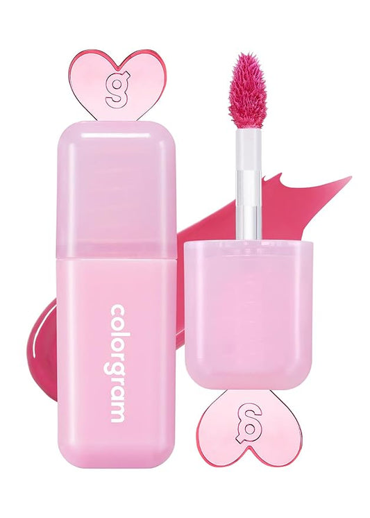 COLORGRAM Juicy Drop Tint 07 Cool Peach | Juicy Lip Gloss, Glowing Lip Stain with Fruity Colors, Buildable & Blendable, Highly Pigmented