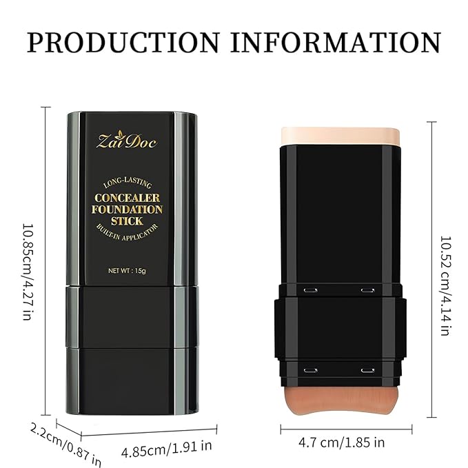 Long-Lasting Concealer Foundation Stick, Creamy Full Coverage, Hydrating Olive & Camellia Formula for Dark Circles & Blemishes, 2.09 oz (05#)