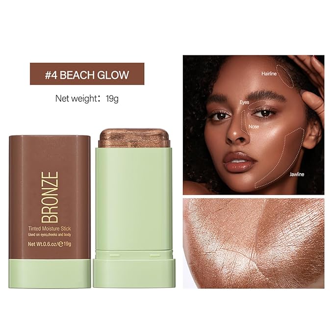 Multi-Purpose Makeup Blush Stick, 3-in-1 Beauty Tinted Solid Blush Stick For Cheeks, Lips And Eyes Waterproof Natural Cream Blush Stick With Long-Lasting Moisturizing Formula (#4Beach Glow)