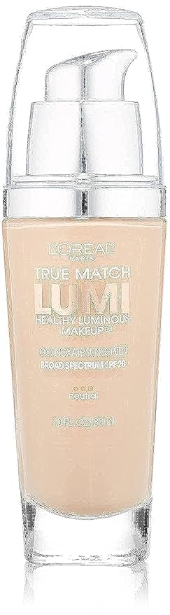 L'Oreal Paris True Match Lumi Healthy Luminous Makeup, N1-2 Soft Ivory Classic Ivory , 1 fl; oz.