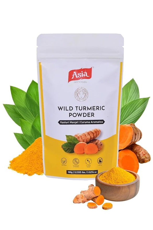 Asia Wild turmeric Powder by Asia | 100g /3.5 Oz | Kasturi Manjal | Curcuma Aromatica |100% Natural – Nothing external added | Preparing Turmeric Face Mask | For Face Packs & Face Mask