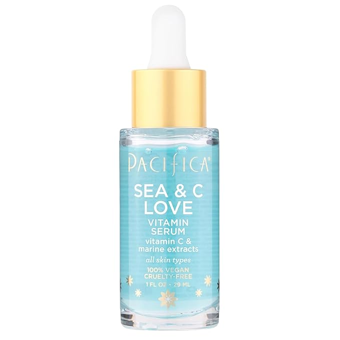 Pacifica Beauty Sea and C Love Vitamin C Serum, Skincare, Hyaluronic Acid, Green Tea, Marine Extracts, Blue Light Protection, Brightening, Lightweight, Face Care, Skin Care Serum, 1 fl oz (1 Count)