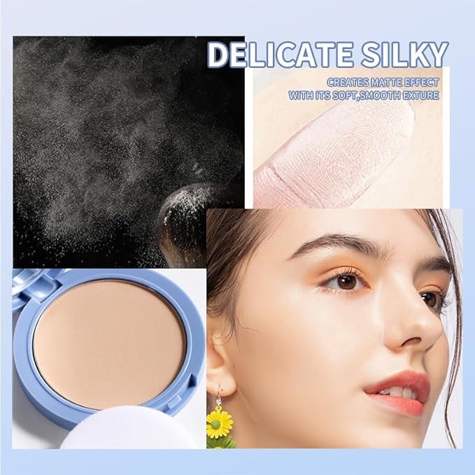 Oil Control Face Pressed Powder,Matte Smooth,Waterproof Long-Lasting Setting Powder, Perfect Lightweight Facial Makeup For Soft Focus Finish,Minimizes Fine Lines And Pores,0.35Oz (PURE BEIGE)