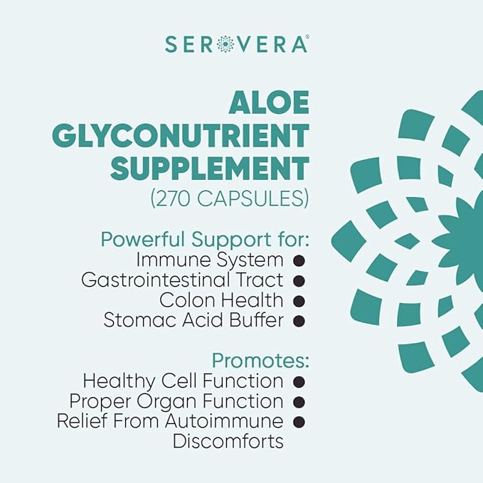 AMP Organic Aloe Glyconutrient Supplement - Support Immune System, Digestive Tract, and Colon Health 270 caps