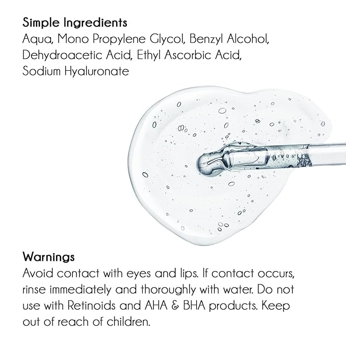 Hyaluronic Acid Serum for Face with Vitamin C, Brightening Serum, Pure, Hydrating Serum to Plumb Skin, Reduce Fine Lines, Wrinkles and Dark Spots, Low Molecular Weight [0.75 oz]