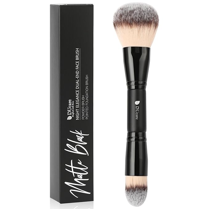 DUcare Powder Brush Foundation Brushes Double Ended Blush Setting Brush for Rounded Taperd Liquid, Cream, Powder,Blending, Buffing